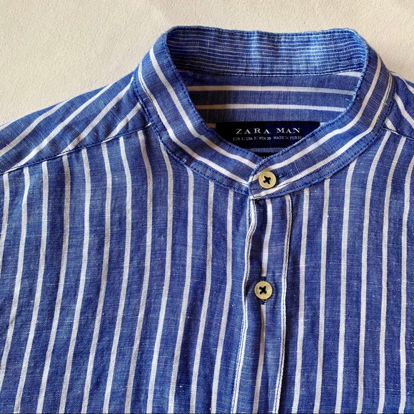 Zara blue casual button down shirt - Picture 4 of 6